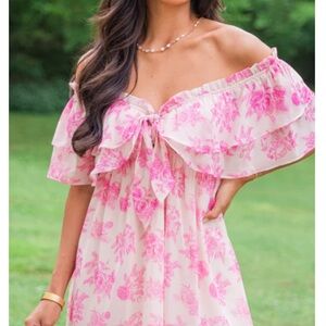 Pink Lily Floral Ruffle dress